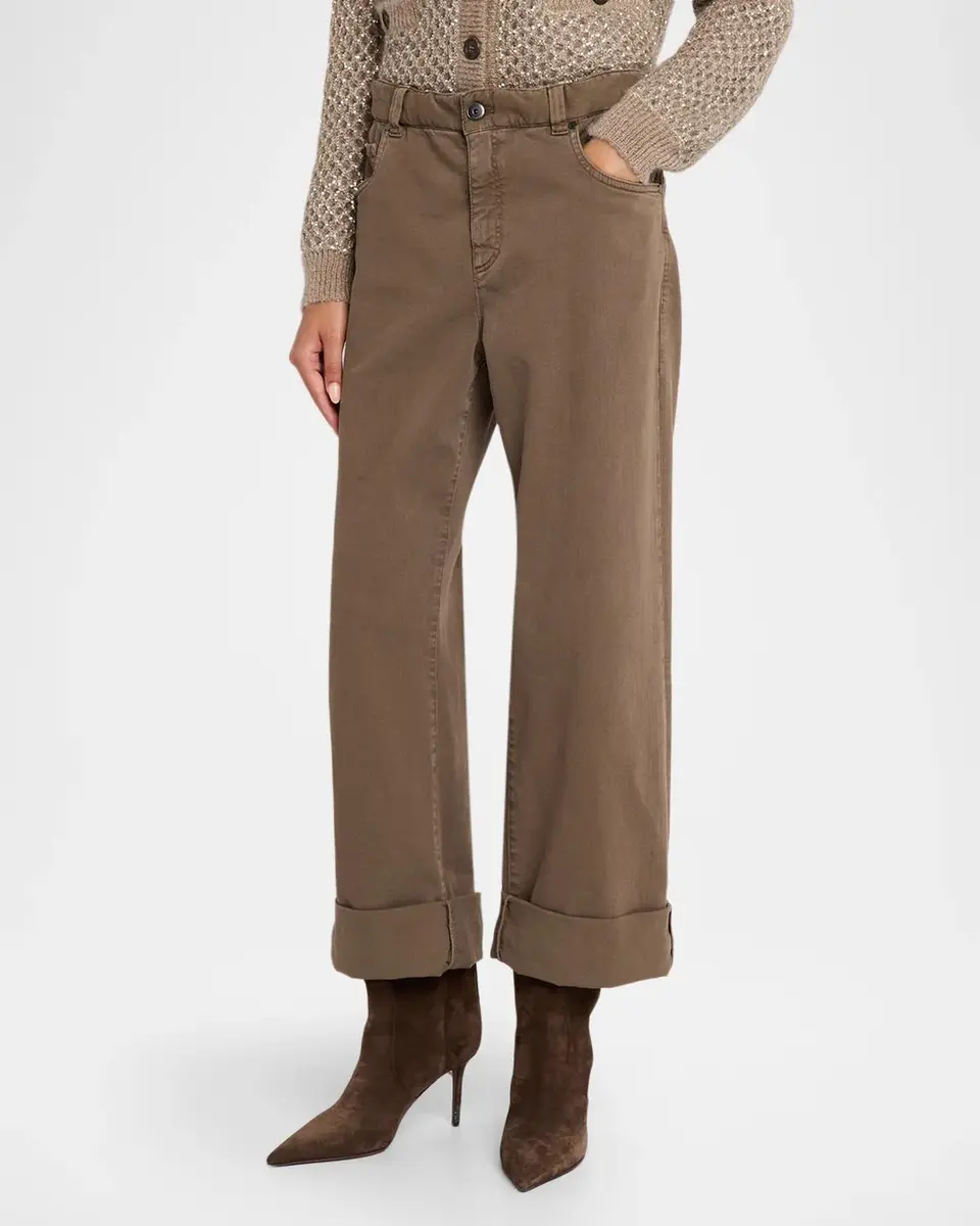 Brunello Cucinelli Low-Rise Super Stretch Bull Straight-Leg Paper Bag Jeans | Thumbnail 4 Brunello Cucinelli Low-Rise Super Stretch Bull Straight-Leg Paper Bag Jeans | Thumbnail 4