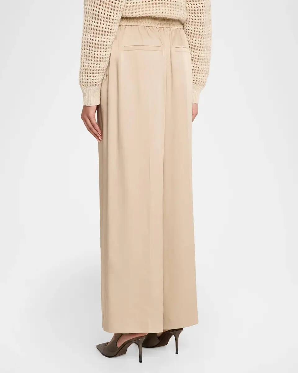 Brunello Cucinelli Fluid Silk Satin Loose Wide-Leg Track Pants | Thumbnail 3 Brunello Cucinelli Fluid Silk Satin Loose Wide-Leg Track Pants | Thumbnail 3
