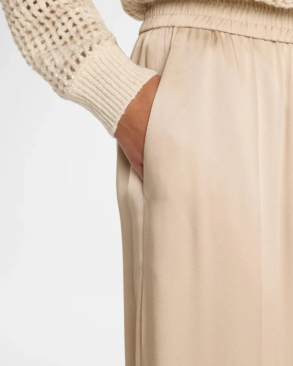 Brunello Cucinelli Fluid Silk Satin Loose Wide-Leg Track Pants | Thumbnail 5 Brunello Cucinelli Fluid Silk Satin Loose Wide-Leg Track Pants | Thumbnail 5