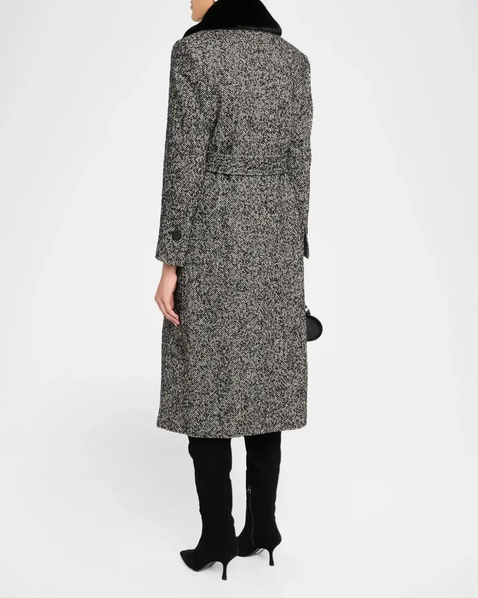 Kobi Halperin Gabriela Faux Fur-Collar Herringbone Coat | Thumbnail 3 Kobi Halperin Gabriela Faux Fur-Collar Herringbone Coat | Thumbnail 3