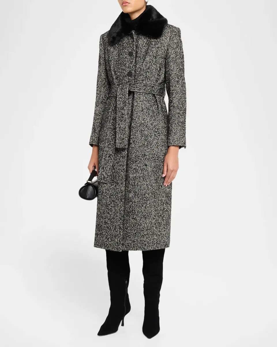 Kobi Halperin Gabriela Faux Fur-Collar Herringbone Coat | Thumbnail 4 Kobi Halperin Gabriela Faux Fur-Collar Herringbone Coat | Thumbnail 4