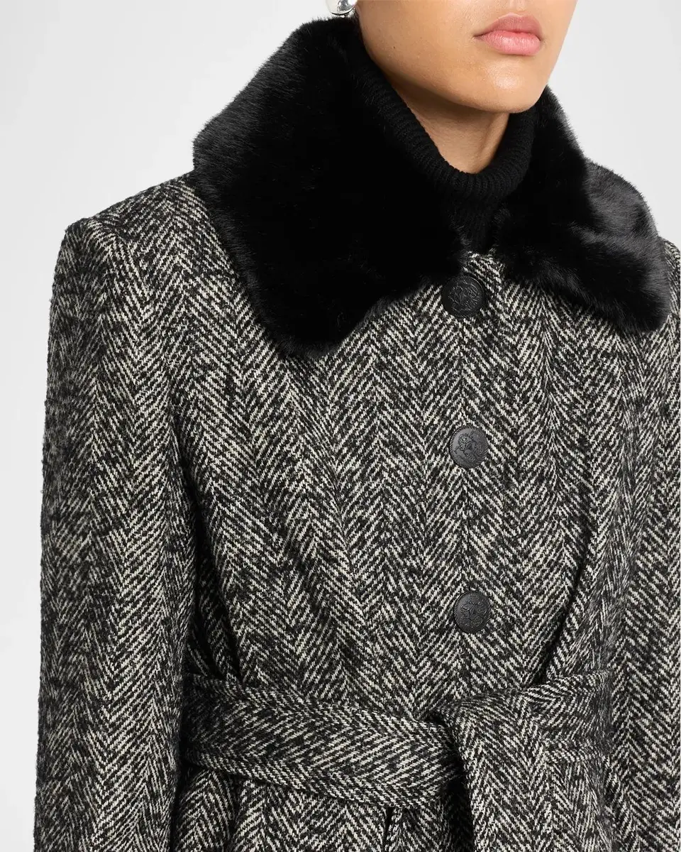Kobi Halperin Gabriela Faux Fur-Collar Herringbone Coat | Thumbnail 5 Kobi Halperin Gabriela Faux Fur-Collar Herringbone Coat | Thumbnail 5