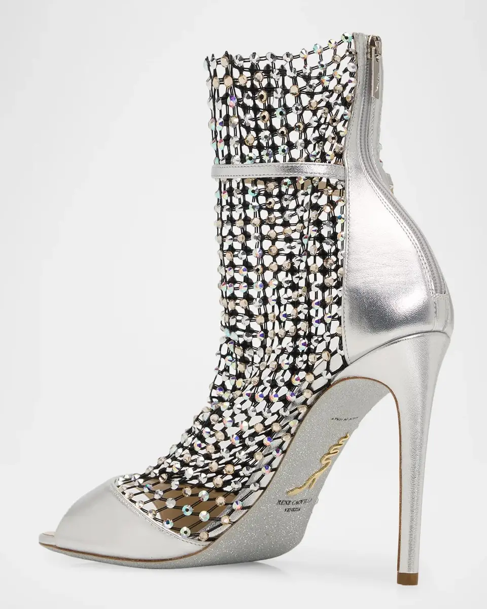 René Caovilla 105mm Embellished Metallic Leather Bootie Sandals | Thumbnail 2 René Caovilla 105mm Embellished Metallic Leather Bootie Sandals | Thumbnail 2