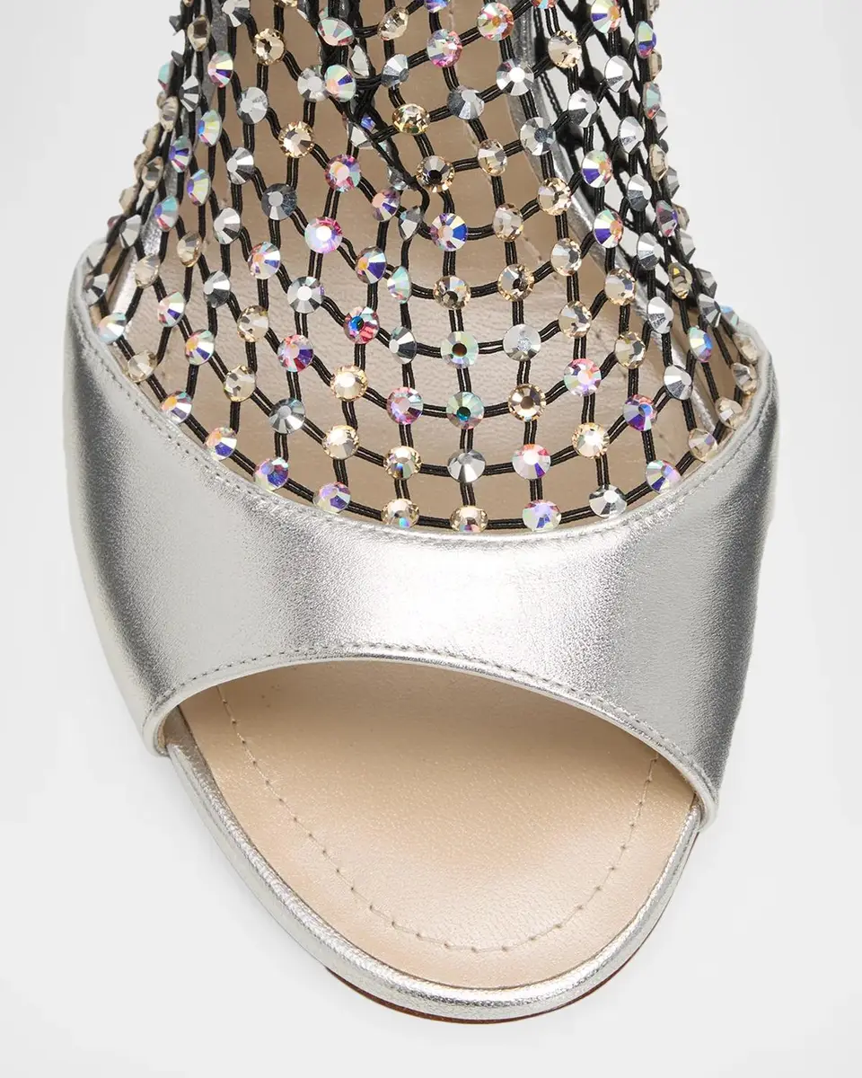 René Caovilla 105mm Embellished Metallic Leather Bootie Sandals | Thumbnail 3 René Caovilla 105mm Embellished Metallic Leather Bootie Sandals | Thumbnail 3