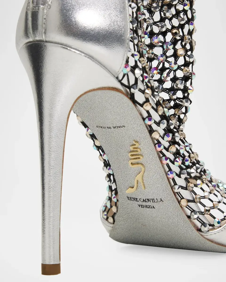 René Caovilla 105mm Embellished Metallic Leather Bootie Sandals | Thumbnail 4 René Caovilla 105mm Embellished Metallic Leather Bootie Sandals | Thumbnail 4