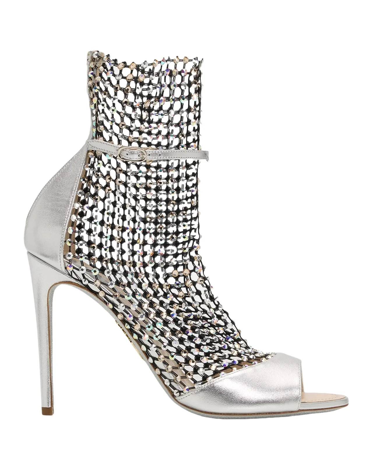 105mm Embellished Metallic Leather Bootie Sandals 105mm Embellished Metallic Leather Bootie Sandals
