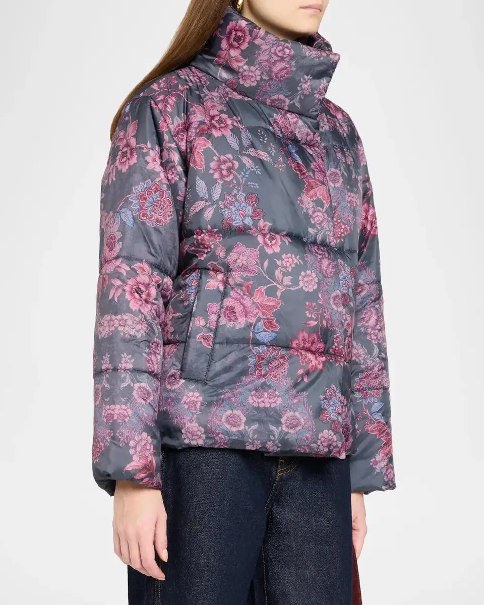 Johnny Was Quilted Floral-Print Puffer Jacket | Thumbnail 4 Johnny Was Quilted Floral-Print Puffer Jacket | Thumbnail 4