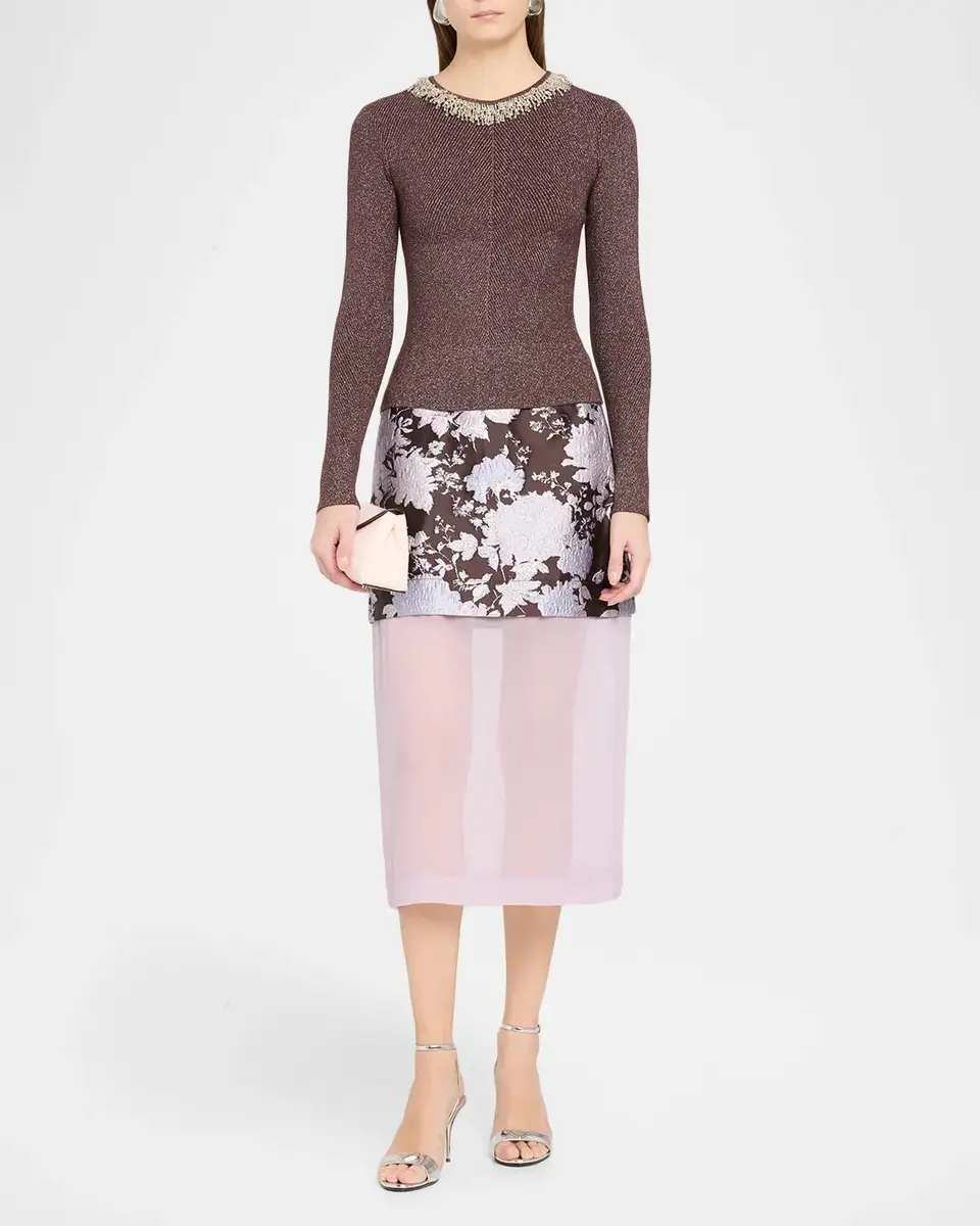 Aknvas Brooke Layered Floral Brocade Midi Skirt | Thumbnail 2 Aknvas Brooke Layered Floral Brocade Midi Skirt | Thumbnail 2
