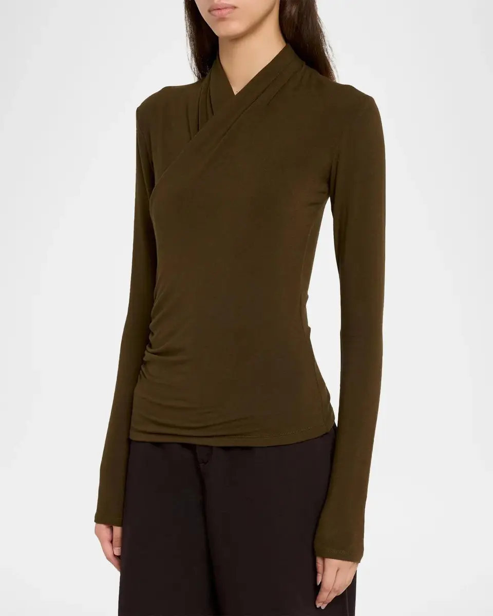 Vince Long-Sleeve Faux-Wrap Top | Thumbnail 4
