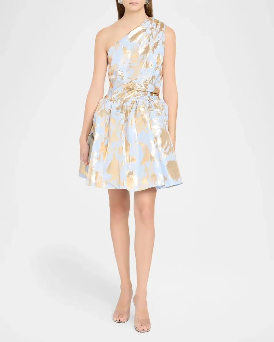 Aknvas Paula One-Shoulder Metallic Floral Mini Dress | Thumbnail 2 Aknvas Paula One-Shoulder Metallic Floral Mini Dress | Thumbnail 2