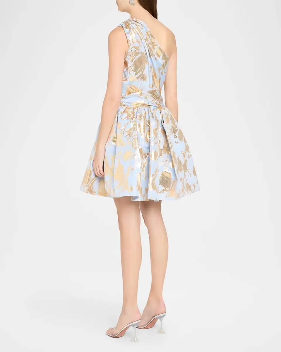 Aknvas Paula One-Shoulder Metallic Floral Mini Dress | Thumbnail 3 Aknvas Paula One-Shoulder Metallic Floral Mini Dress | Thumbnail 3