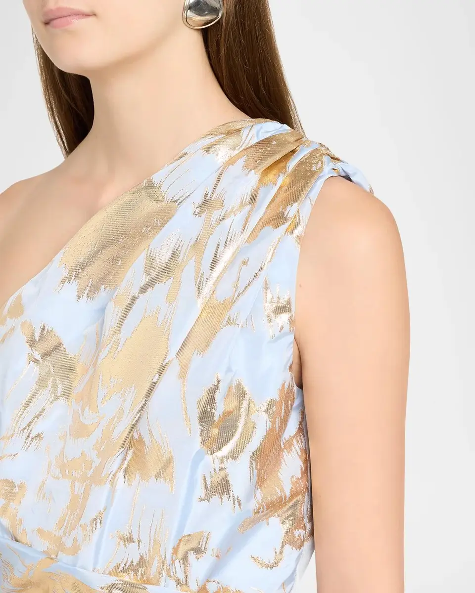 Aknvas Paula One-Shoulder Metallic Floral Mini Dress | Thumbnail 5 Aknvas Paula One-Shoulder Metallic Floral Mini Dress | Thumbnail 5