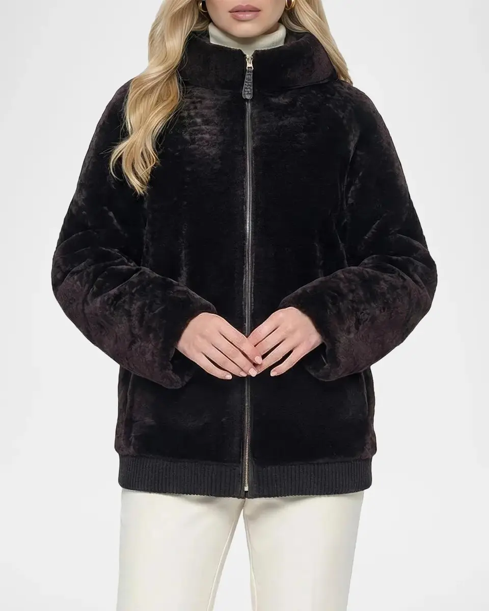 Gorski Select Textured Shearling Lamb Hooded Jacket | Thumbnail 4 Gorski Select Textured Shearling Lamb Hooded Jacket | Thumbnail 4