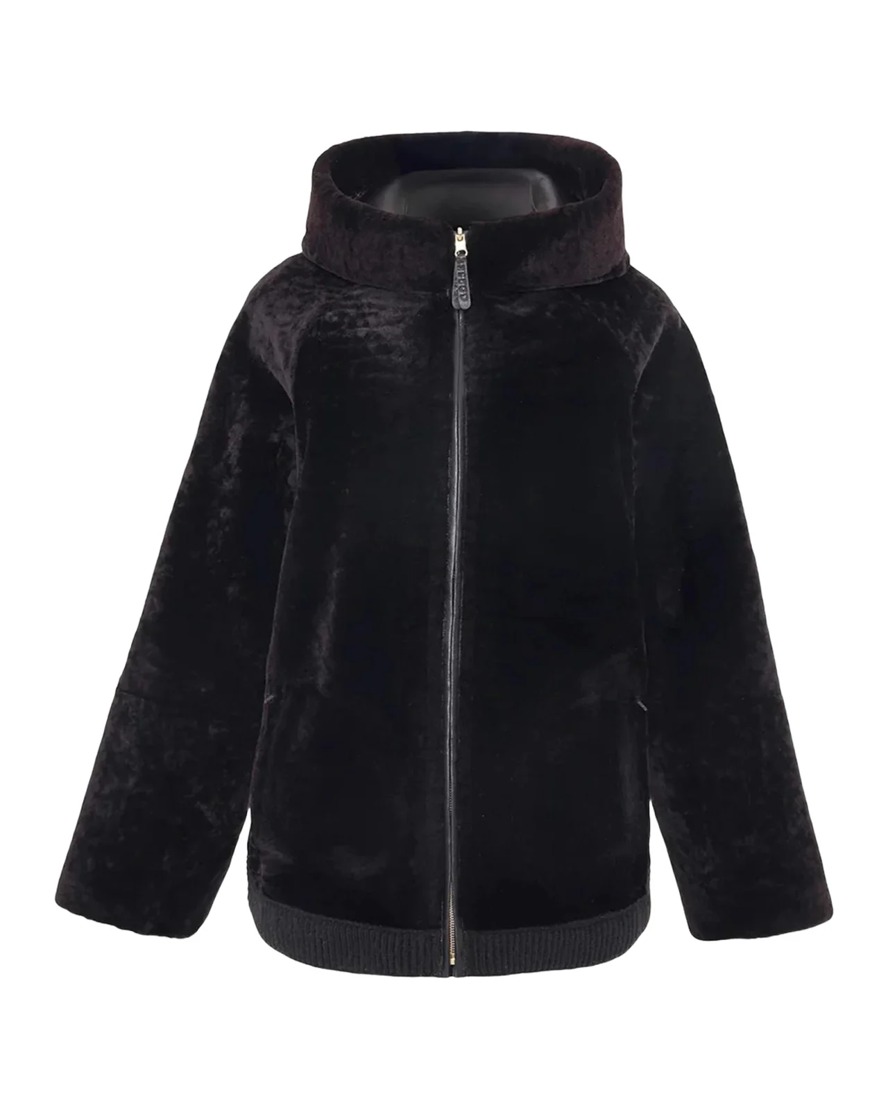 Gorski Select Textured Shearling Lamb Hooded Jacket