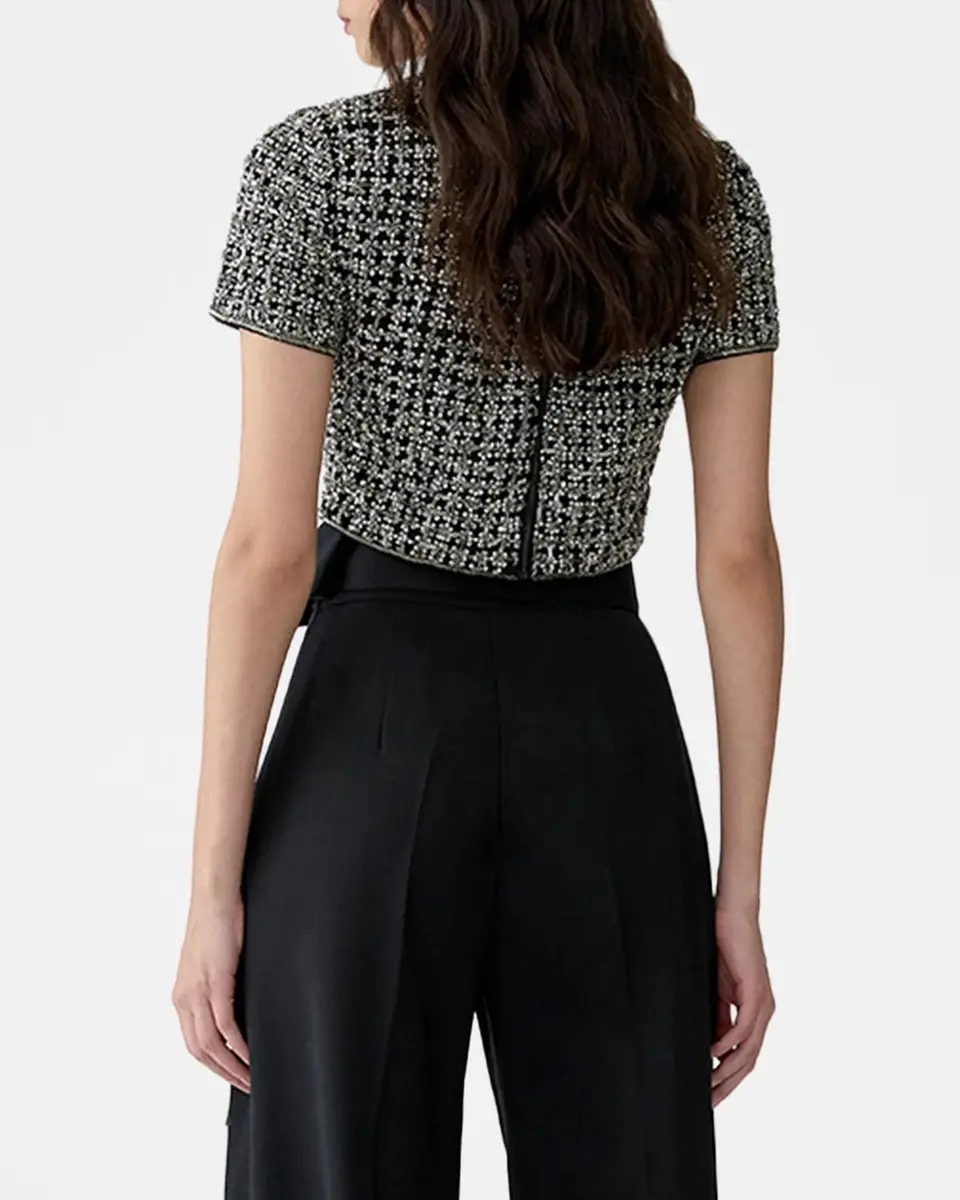 Carolina Herrera Embellished Cropped Mock-Neck Top | Thumbnail 3 Carolina Herrera Embellished Cropped Mock-Neck Top | Thumbnail 3
