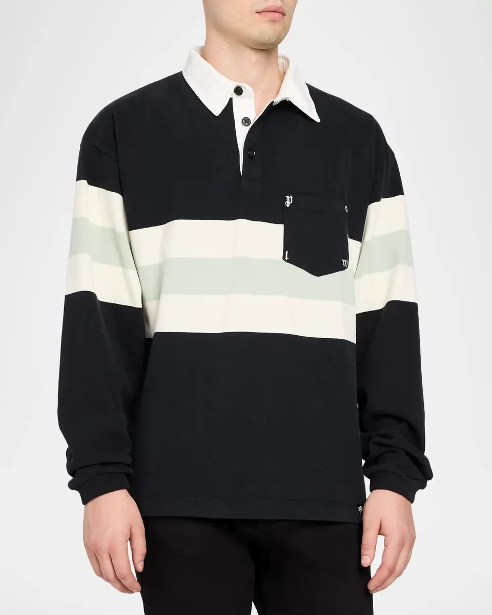Palm Angels Men's Palm Type Cotton Polo Shirt | Thumbnail 4 Palm Angels Men's Palm Type Cotton Polo Shirt | Thumbnail 4