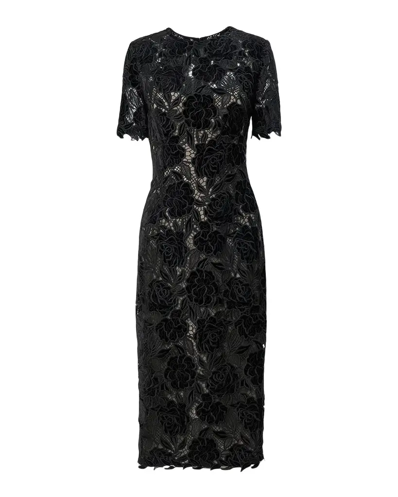 Carolina Herrera Floral Lace Knee-Length Dress