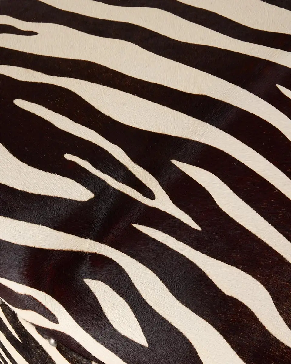 Old Hickory Tannery Kesi Zebra-Print Hair on Hide Ottoman | Thumbnail 3