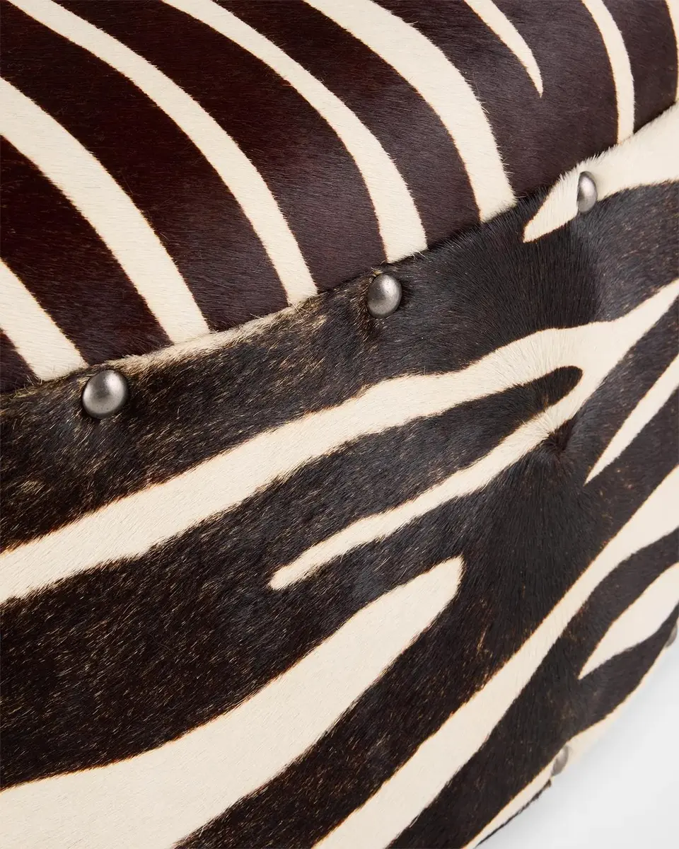 Old Hickory Tannery Kesi Zebra-Print Hair on Hide Ottoman | Thumbnail 4