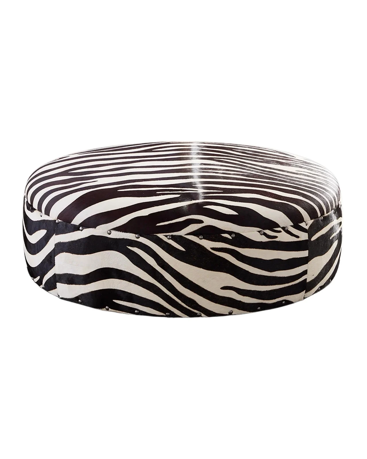 Old Hickory Tannery Kesi Zebra-Print Hair on Hide Ottoman
