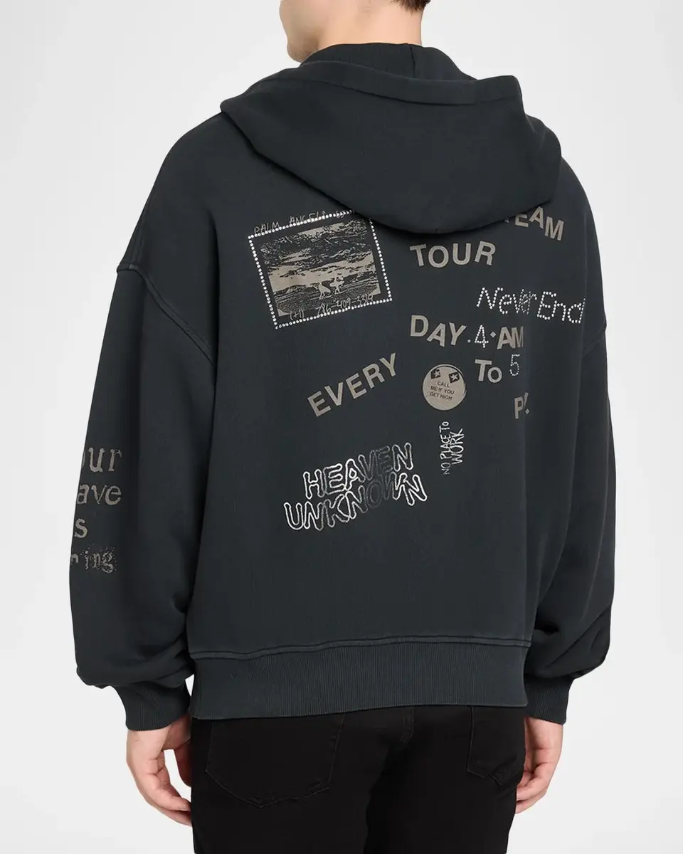 Palm Angels Men's Surfer Dream Loose Zip-Front Hoodie | Thumbnail 3
