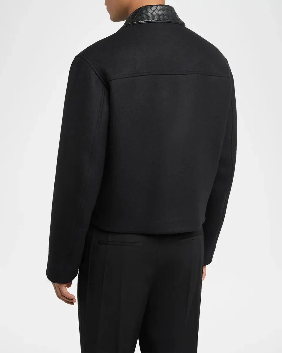Bottega Veneta Men's Splittable Wool Leather-Collar Blouson | Thumbnail 3 Bottega Veneta Men's Splittable Wool Leather-Collar Blouson | Thumbnail 3