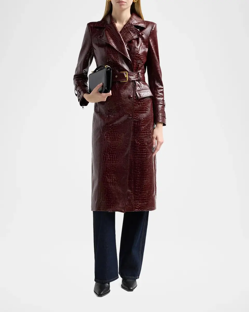 L'Agence Celina Faux Leather Trench Coat | Thumbnail 2 L'Agence Celina Faux Leather Trench Coat | Thumbnail 2