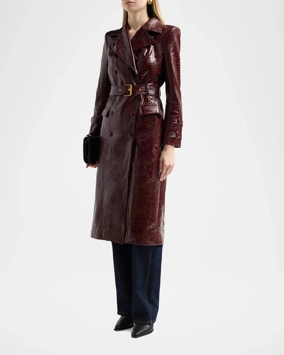 L'Agence Celina Faux Leather Trench Coat | Thumbnail 4 L'Agence Celina Faux Leather Trench Coat | Thumbnail 4
