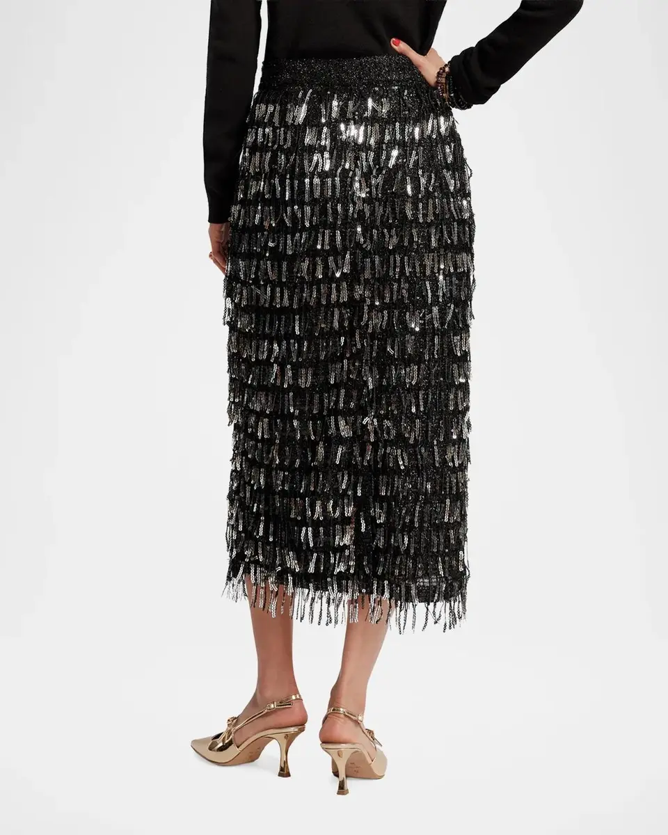 Frances Valentine Shimmy Sequin Fringe Knit Midi Skirt | Thumbnail 3 Frances Valentine Shimmy Sequin Fringe Knit Midi Skirt | Thumbnail 3