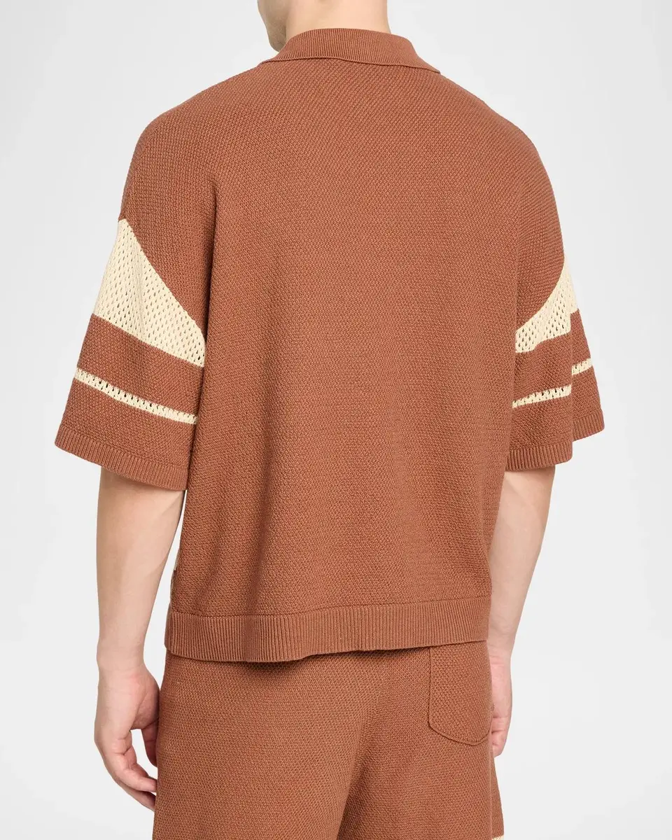 Palm Angels Men's Palm Type Loose Knit Polo Shirt | Thumbnail 3 Palm Angels Men's Palm Type Loose Knit Polo Shirt | Thumbnail 3
