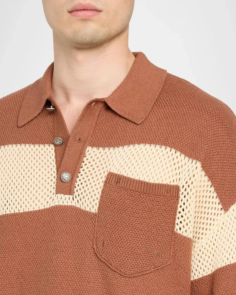 Palm Angels Men's Palm Type Loose Knit Polo Shirt | Thumbnail 5 Palm Angels Men's Palm Type Loose Knit Polo Shirt | Thumbnail 5