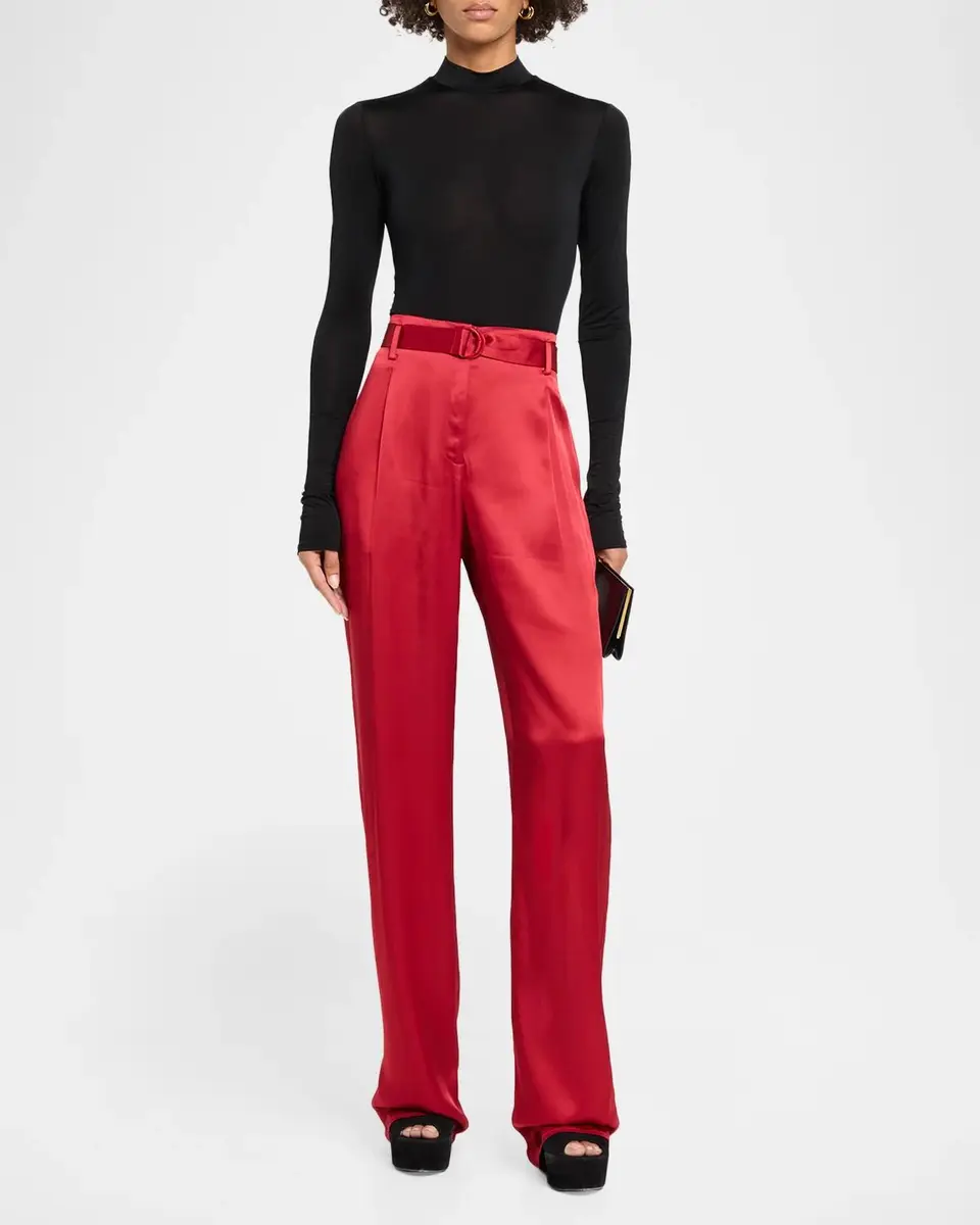Lapointe Satin Belted Straight-Leg Pants | Thumbnail 2 Lapointe Satin Belted Straight-Leg Pants | Thumbnail 2