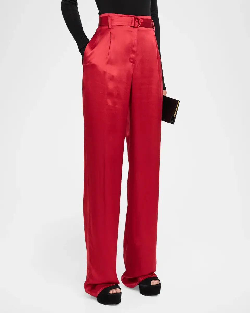 Lapointe Satin Belted Straight-Leg Pants | Thumbnail 4 Lapointe Satin Belted Straight-Leg Pants | Thumbnail 4