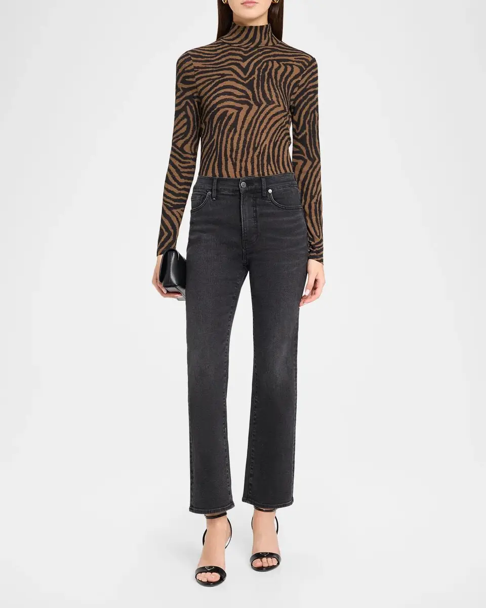 Veronica Beard Wyeth Animal-Print Mock Turtleneck Top | Thumbnail 2 Veronica Beard Wyeth Animal-Print Mock Turtleneck Top | Thumbnail 2