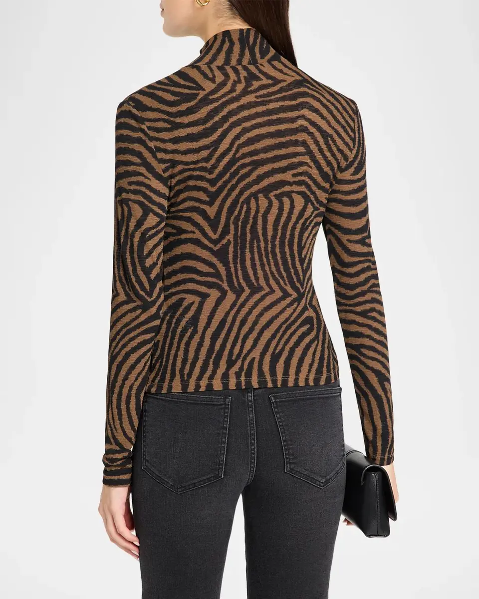 Veronica Beard Wyeth Animal-Print Mock Turtleneck Top | Thumbnail 3 Veronica Beard Wyeth Animal-Print Mock Turtleneck Top | Thumbnail 3