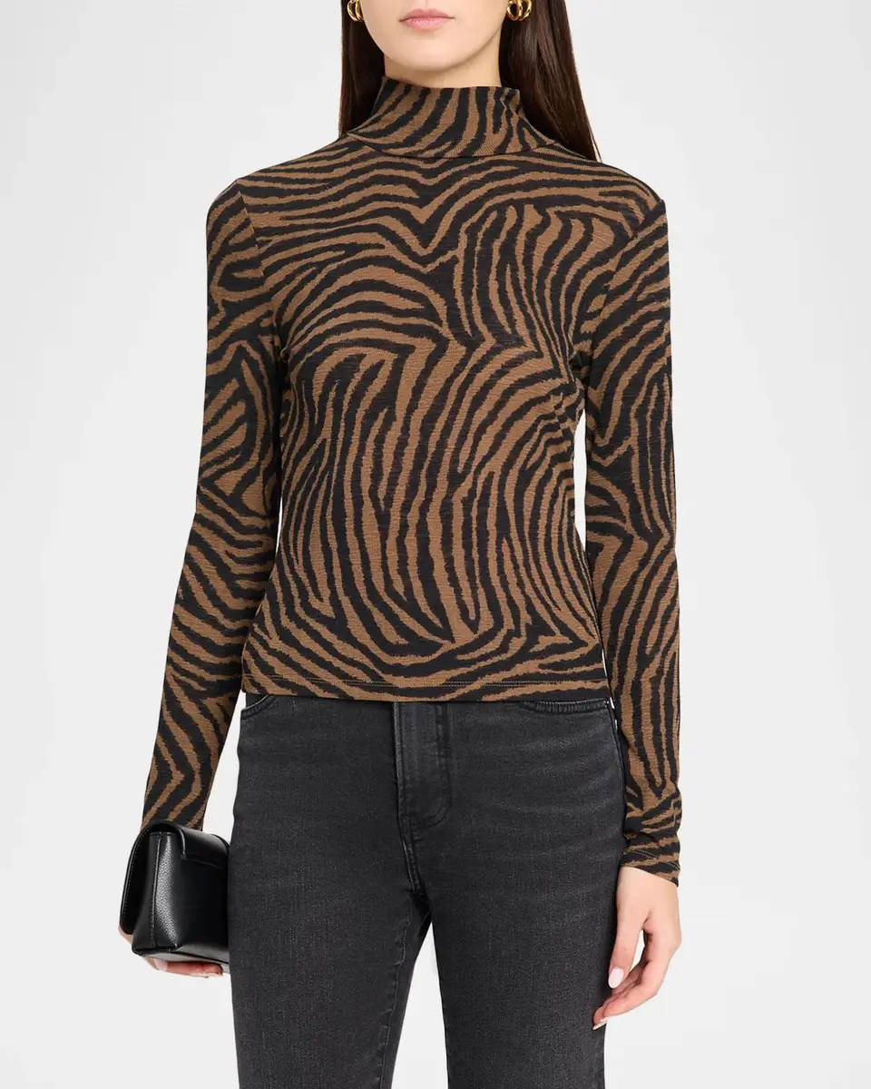Veronica Beard Wyeth Animal-Print Mock Turtleneck Top | Thumbnail 4 Veronica Beard Wyeth Animal-Print Mock Turtleneck Top | Thumbnail 4