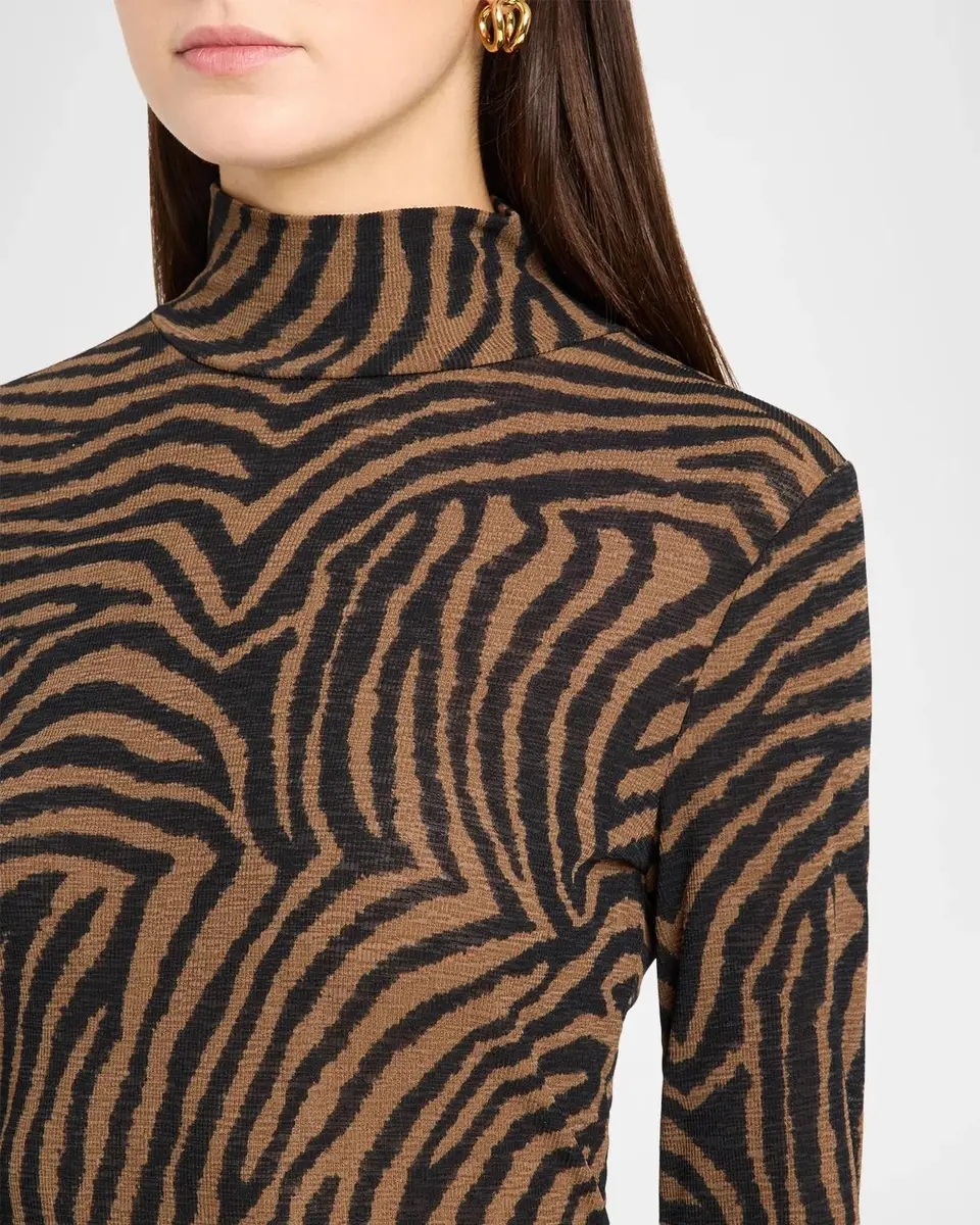 Veronica Beard Wyeth Animal-Print Mock Turtleneck Top | Thumbnail 5 Veronica Beard Wyeth Animal-Print Mock Turtleneck Top | Thumbnail 5