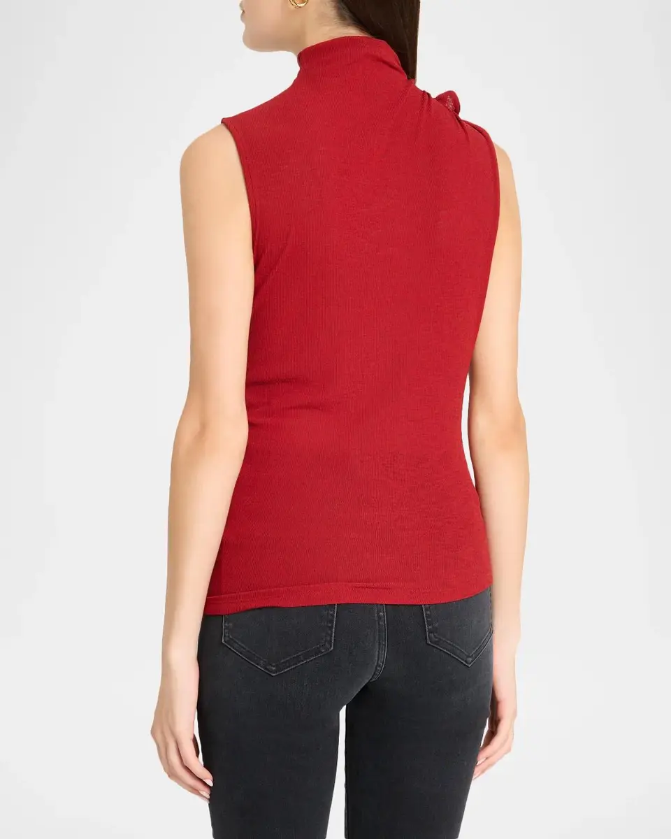 Veronica Beard Briana Ruched Mock-Neck Top | Thumbnail 3