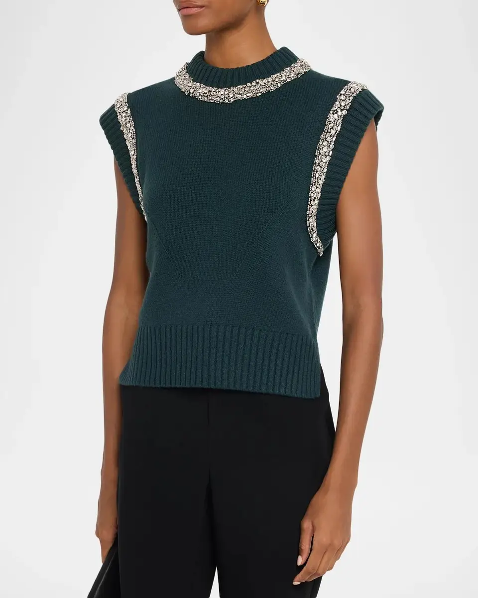 Simkhai Joanae Crystal-Embellished Wool-Cashmere Top | Thumbnail 4