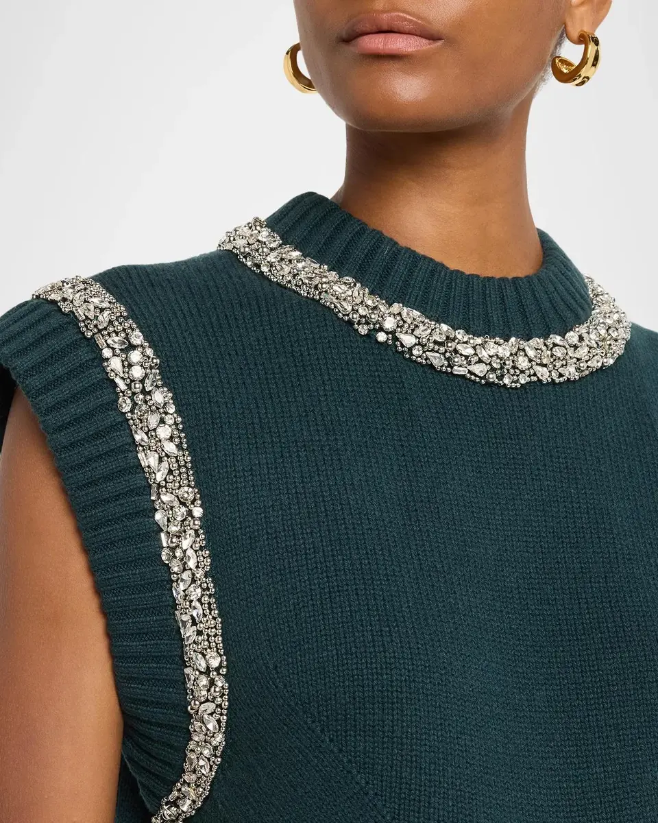 Simkhai Joanae Crystal-Embellished Wool-Cashmere Top | Thumbnail 5