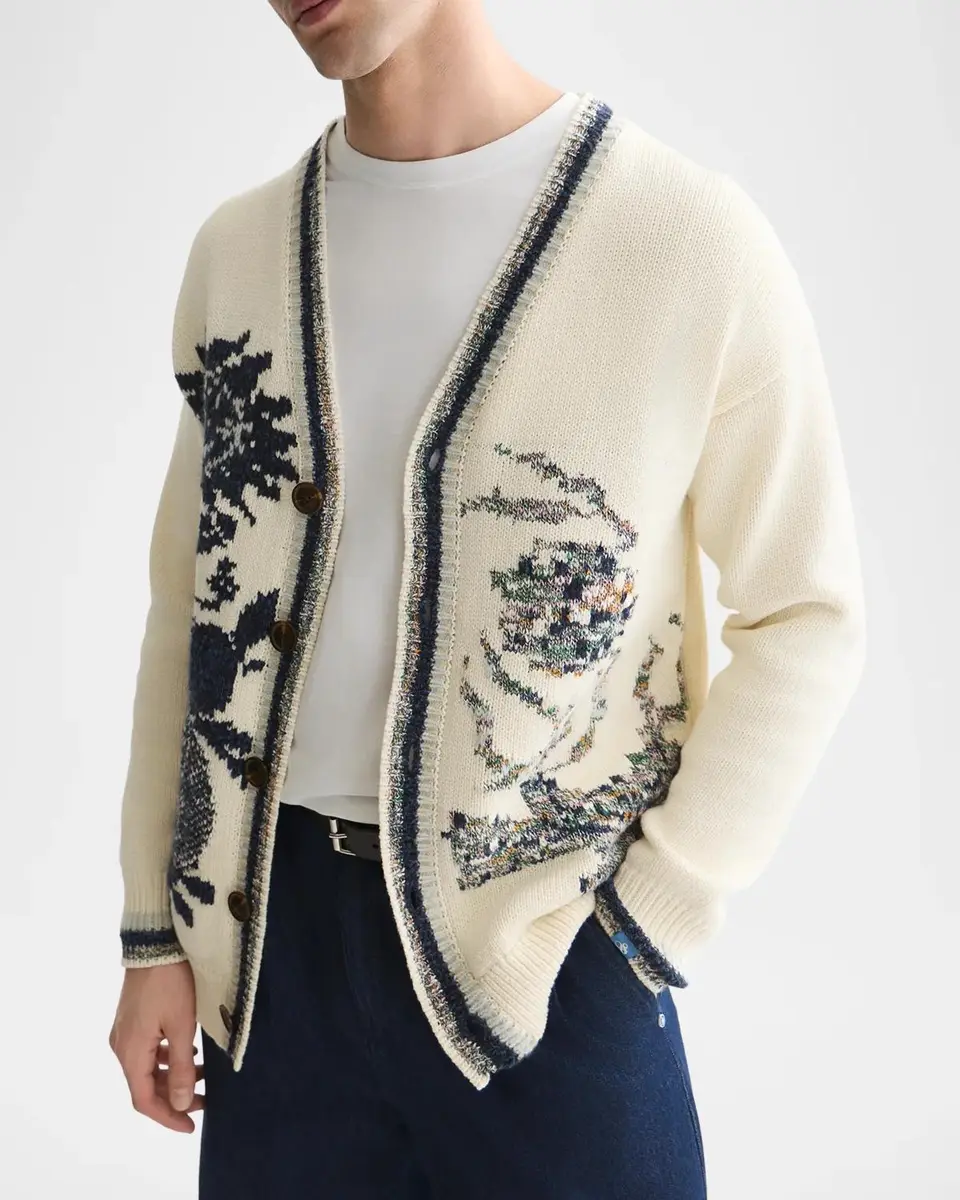 Scotch & Soda Men's Intarsia Cotton-Blend Cardigan | Thumbnail 4