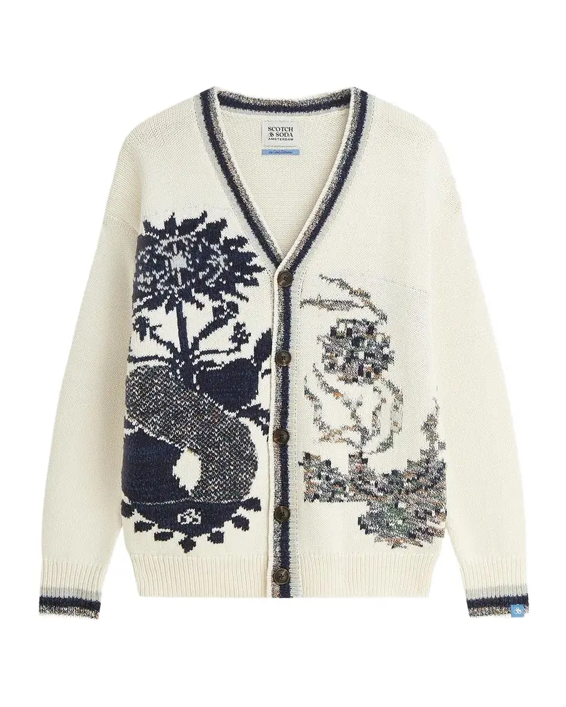 Scotch & Soda Men's Intarsia Cotton-Blend Cardigan