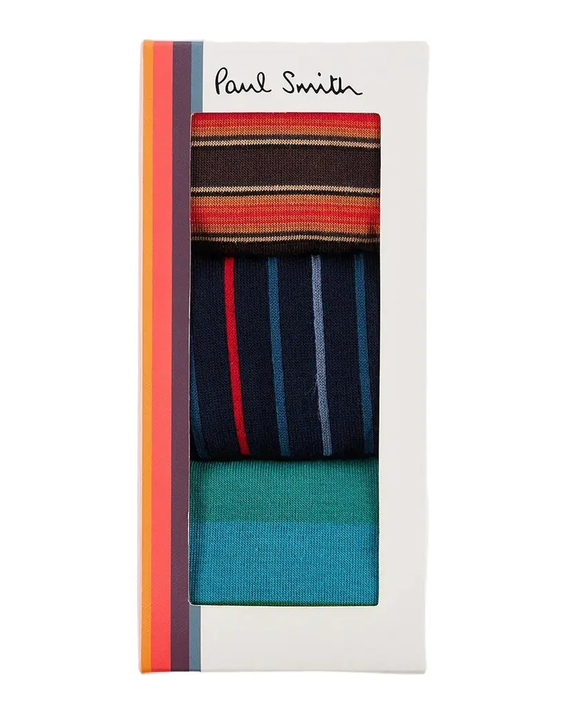 Paul Smith 3-Pack Striped Cotton-Blend Socks