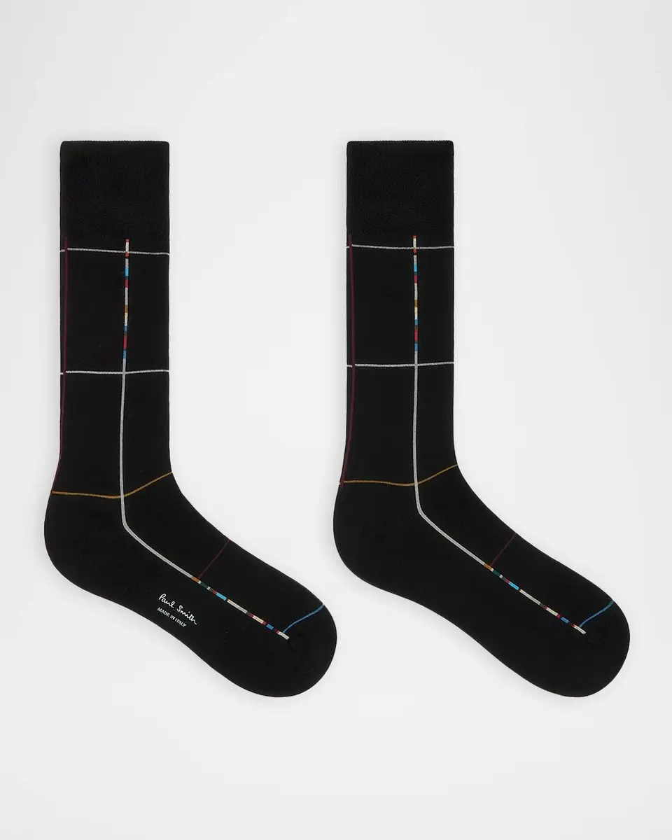 Paul Smith Men's Signature Windowpane Stripe Crew Socks | Thumbnail 2
