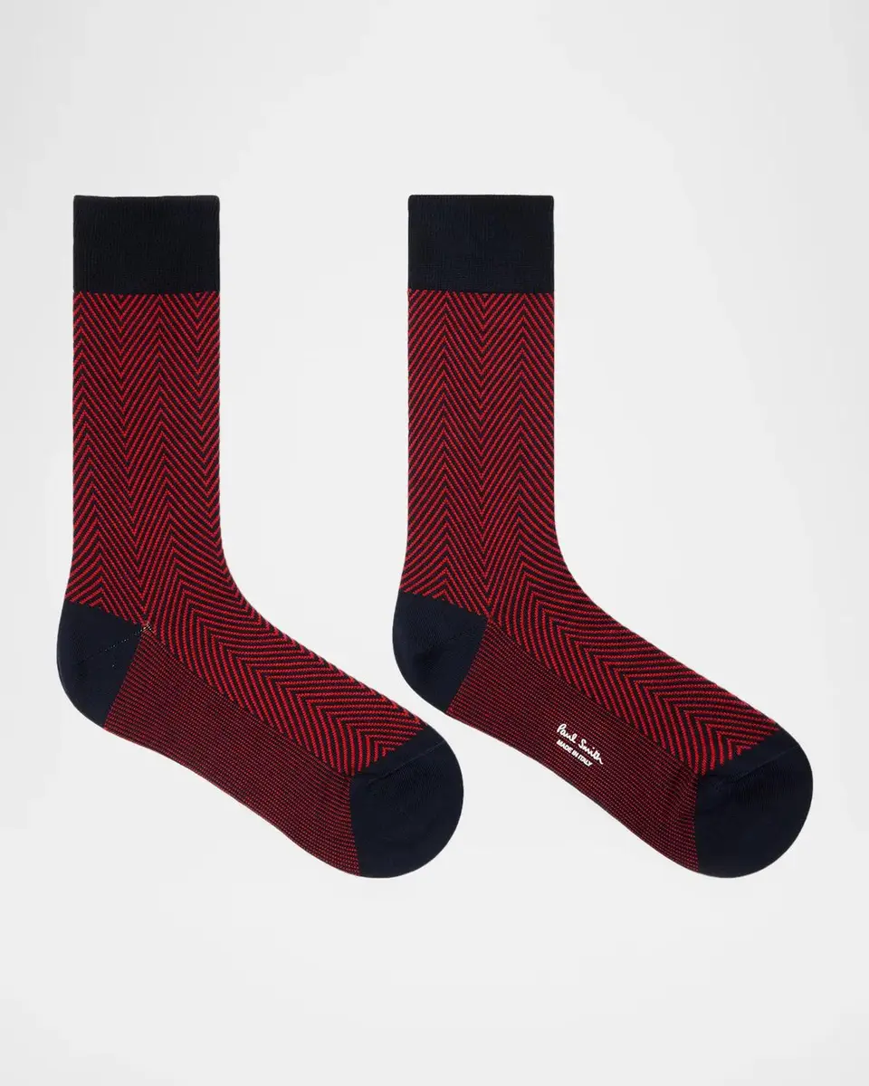 Paul Smith Men's Textured Herringbone Crew Socks | Thumbnail 2 Paul Smith Men's Textured Herringbone Crew Socks | Thumbnail 2