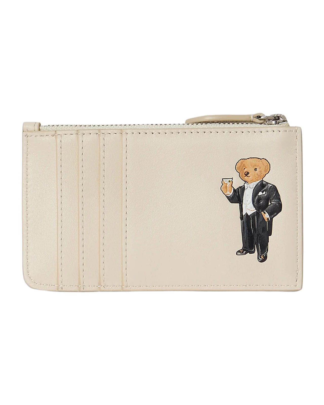 Polo Bear Leather Zip Card Holder