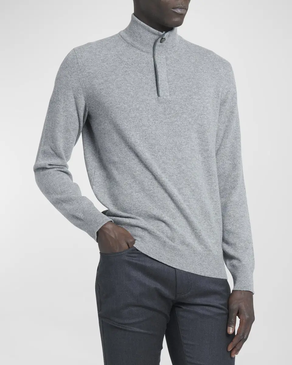 Zegna Men's Cashmere Quarter-Zip Sweater | Thumbnail 2 Zegna Men's Cashmere Quarter-Zip Sweater | Thumbnail 2