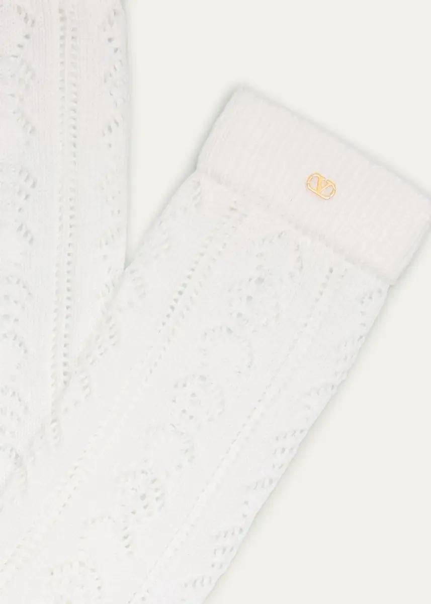 Valentino Garavani Men's VLogo Cotton Knit Over-Calf Socks | Thumbnail 2 Valentino Garavani Men's VLogo Cotton Knit Over-Calf Socks | Thumbnail 2