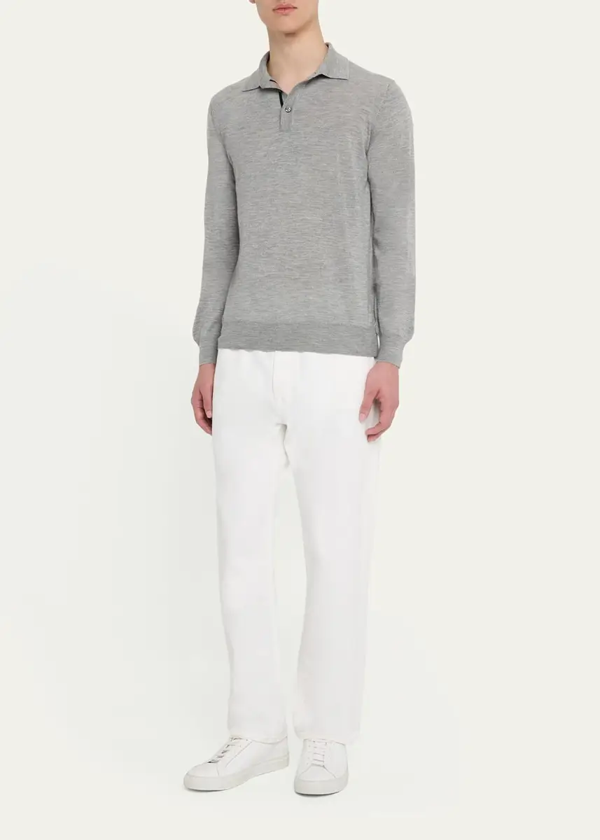 Cesare Attolini Men's Cashmere and Silk Polo Sweater | Thumbnail 2