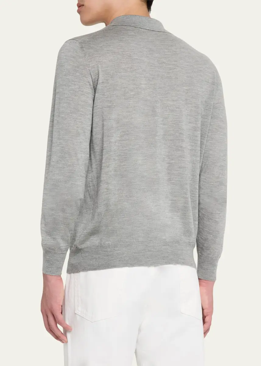 Cesare Attolini Men's Cashmere and Silk Polo Sweater | Thumbnail 3